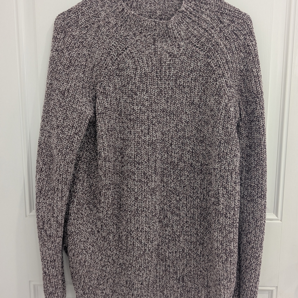 LOFT Marbled Burgundy Mock Turtleneck Sweater Pull Over Size Small Cabincore